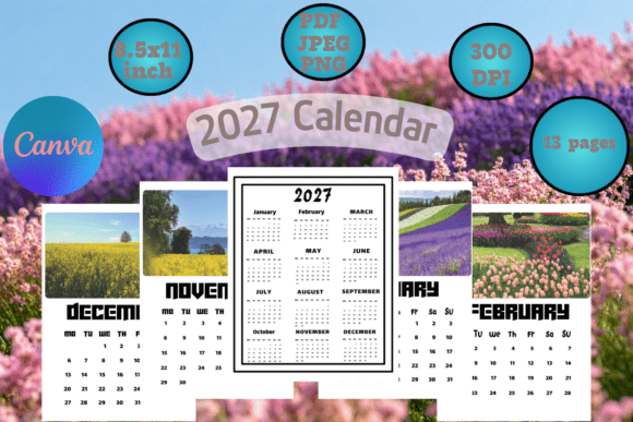 Download 2027 Calendar Templates with Images - 2027 calendar Collection
