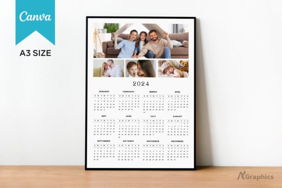 Download One Page Photo Calendar 2024 Template - Photo calendar Collection